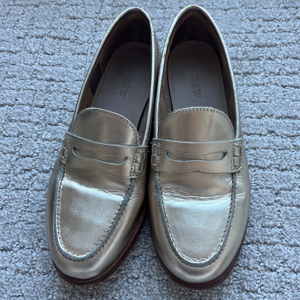 Jcrew metallic leather loafer 5.5